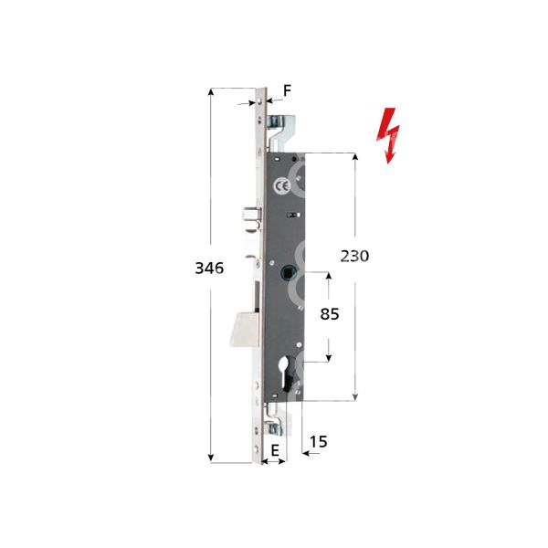 Iseo 783802252 elettroserrature electa per montante triplice e 25 ambidestra foro sagomato 1 mandate frontale 22 x 346