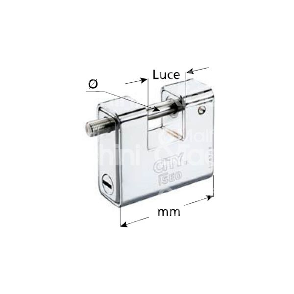 Iseo 809909 lucchetto per serranda corazzato city mm 96 chiave piatta cifratura kd