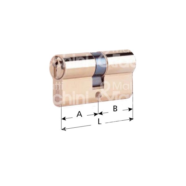 Iseo 820035457 cilindro sagomato chiave/chiave 35 x 45 = 80 mm chiave piatta cifratura kd ottone satinato