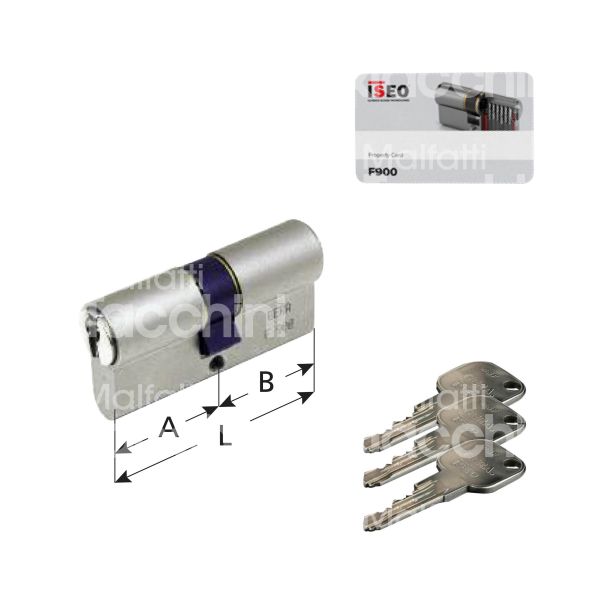 Iseo 82fm030309 cilindro sagomato chiave/chiave f900 30 x 30 = 60 mm chiave piatta cifratura kd nichelato