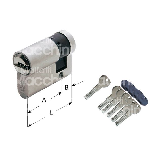 Iseo 82r6025109 mezzo cilindro sagomato r6 plus 25 x 10 = 35 mm chiave punzonata cifratura kd cromo satinato