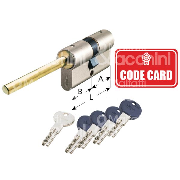 Iseo 82r66d0459 cilindro sagomato codolo rasabile r6 plus 45 x 30 = 75 mm chiave punzonata cifratura kd cromo satinato