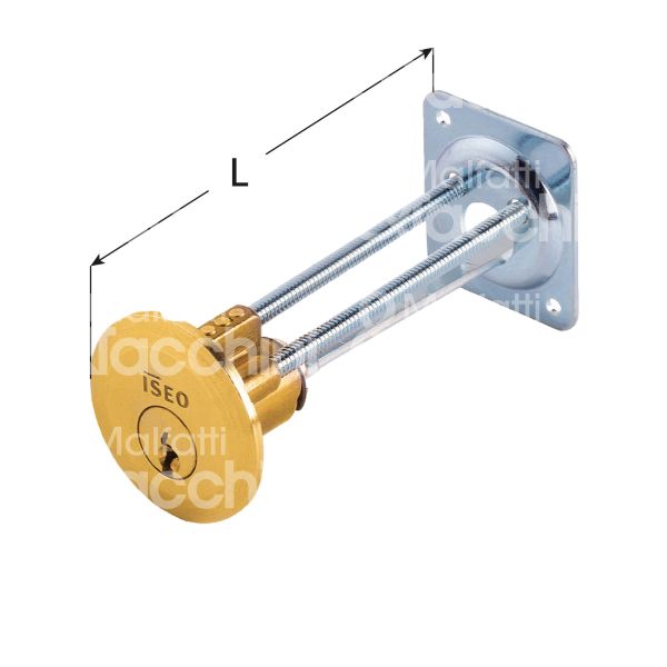 Iseo 850007h cilindro per ferroglietto staccato 5 = 85 mm Ø 28 chiave piatta profilo f5 cifratura kd ottone satinato
