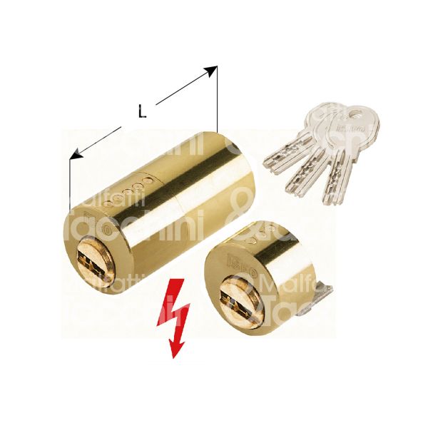 Iseo 862427507 cilindro per serrature serie 5 6 = 50 mm Ø 25 chiave punzonata cifratura kd ottone lucido