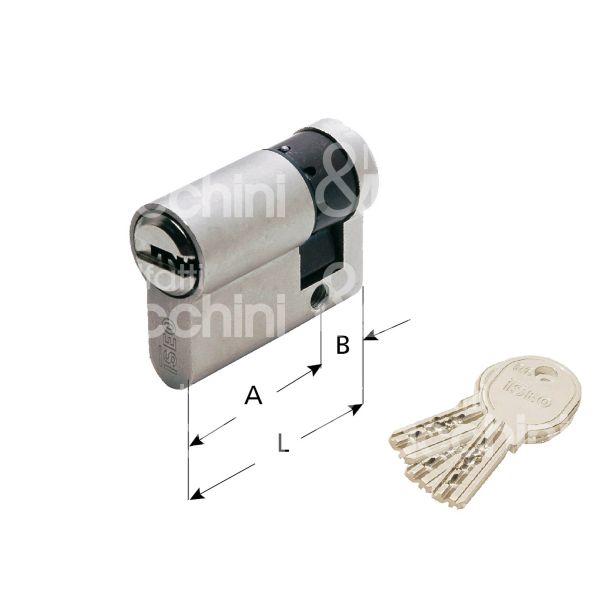 Iseo 880930109k mezzo cilindro sagomato r6 30 x 10 = 40 mm chiave punzonata cifratura ka cromo satinato