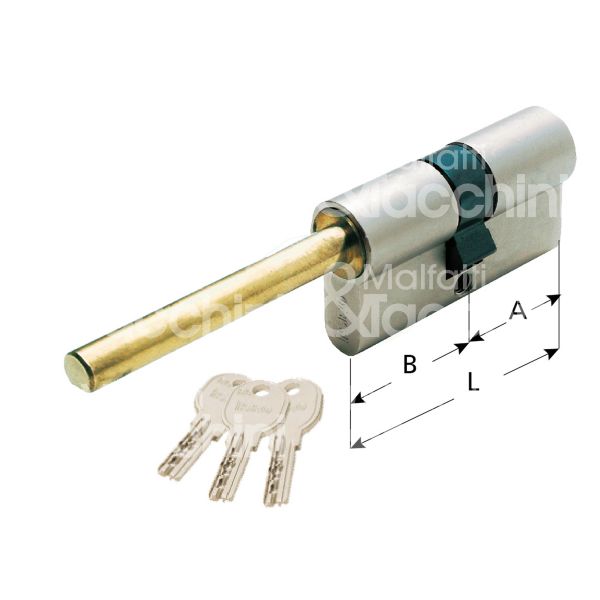 Iseo 8869d0359 cilindro sagomato codolo rasabile r6 35 x 30 = 65 mm chiave punzonata cifratura kd cromo satinato