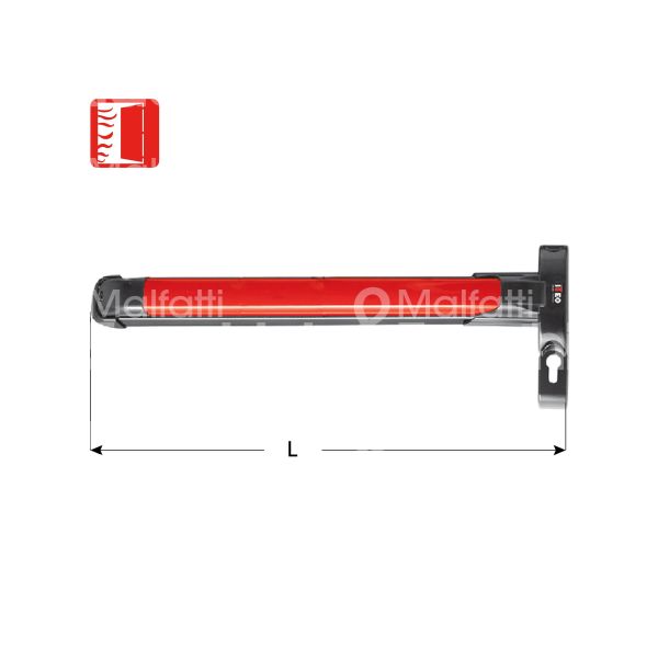 Iseo 94f011758 maniglione antipanico idea push mm 1170 quadro 9 int. man. 72 rosso
