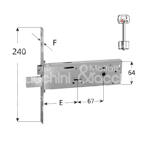 Iseo 961110902 serratura doppia mappa da infilare laterale e 90 scrocco piÙ catenaccio 4 mandate ambidestra kd
