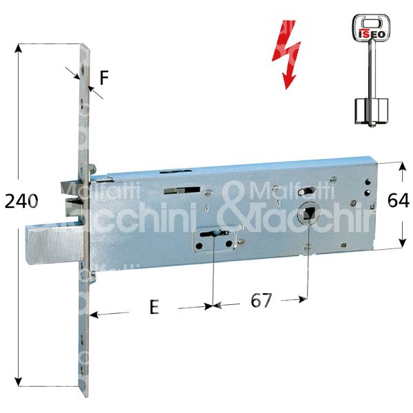 Iseo 961910102 elettroserratura per fasce laterale e 100 ambidestra foro doppia mappa 4 mandate frontale 22 x 240