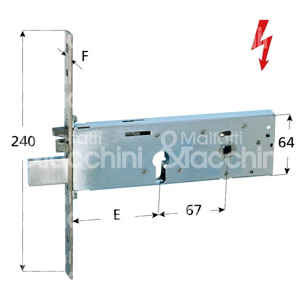 Iseo 961920902 elettroserratura per fasce laterale e 90 ambidestra foro sagomato 3 mandate frontale 22 x 240