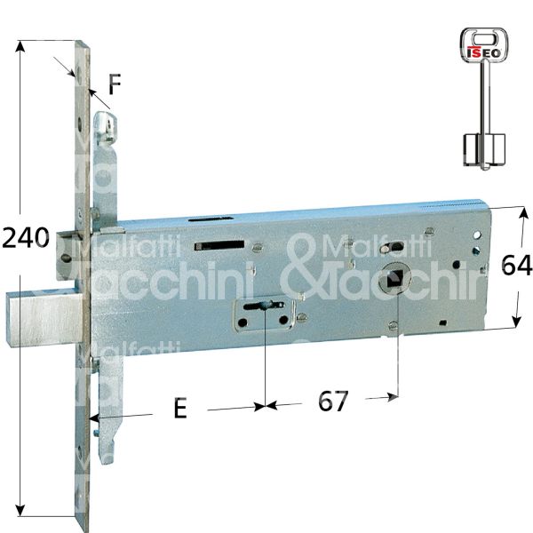 Iseo 963110102 serratura doppia mappa da infilare triplice e 100 scrocco piÙ catenaccio 4 mandate ambidestra kd
