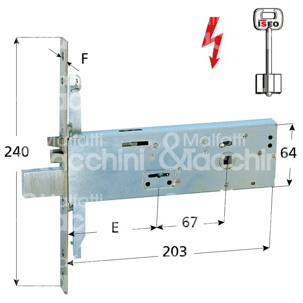Iseo 963910102 elettroserratura per fasce triplice e 100 ambidestra foro doppia mappa 4 mandate frontale 22 x 240