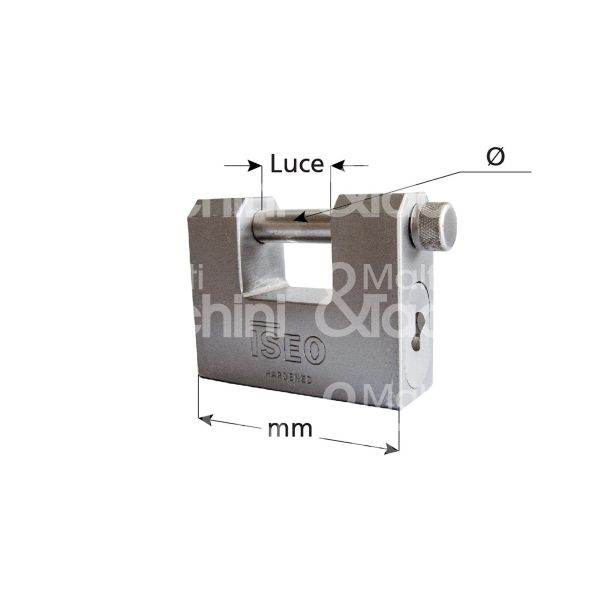 Iseo p2407513s lucchetto per serranda corazzato mm 75 chiave piatta cifratura kd
