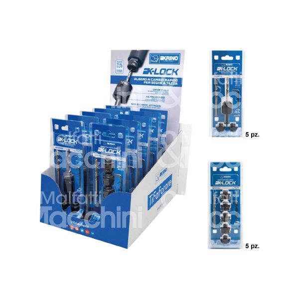 Krino 21070505 espositore adattatori e albero attacco universale art. 21070505 set pz 10 per fresa a tazza bimetalliche