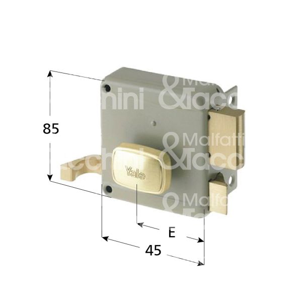 Yale 620401 serratura per portoncino scrocco piÙ catenaccio pomolo piÙ cilindro / cilindro staccato e 40 dx