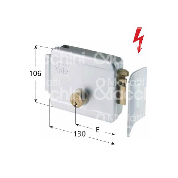 Yale 6806080005 elettroserratura da applicare verticale e 60 ambidestra foro tondo senza mandate