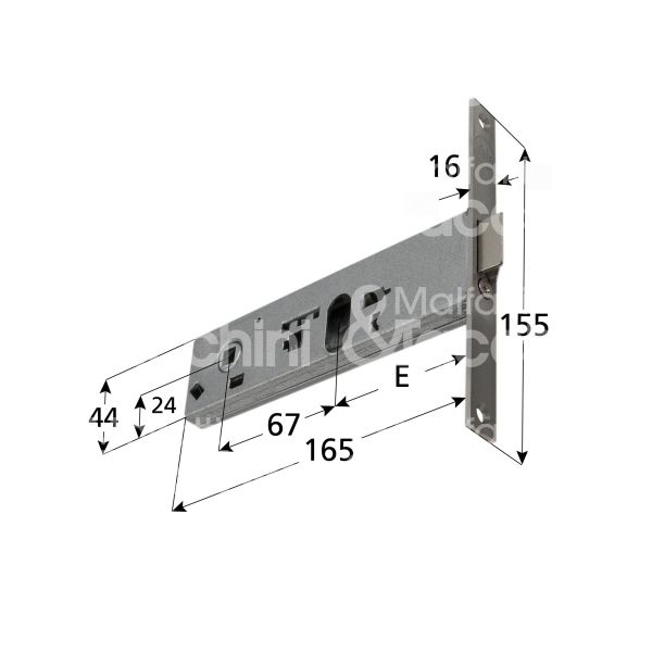 Yale 8700270080 serratura infilare per fasce 2 mandate cilindro ovale 70 laterale scrocco con mandata