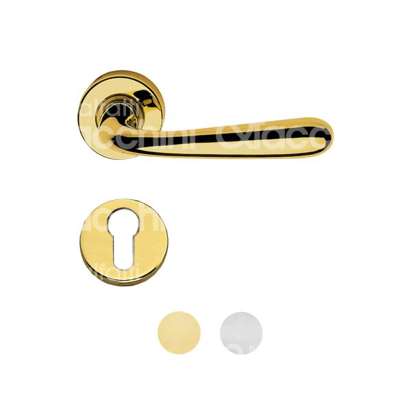 Linea cali' 98rb850ycs coppia maniglia con rosetta garda zincral zama cromo satinato foro yale quadro mm 8 Ø rosetta mm 45 con molla