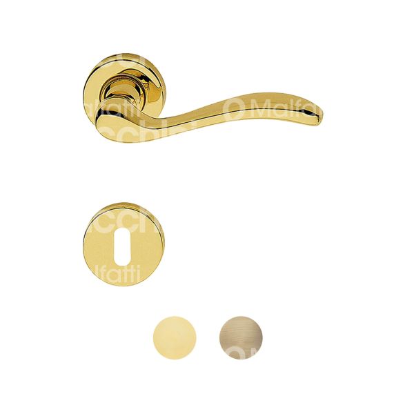 Linea cali' ondarbotl coppia maniglia con rosetta onda ottone lucido verniciato foro patent quadro mm 8 Ø rosetta mm 45 con molla