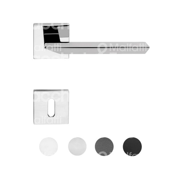 Linea cali' triorbcr coppia maniglia con rosetta trio zincral zama cromo lucido foro patent quadro mm 8 Ø rosetta quadra mm 50 con molla