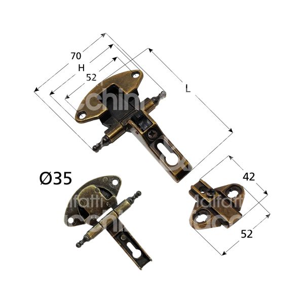 Metal group mg42580 cerniera per mobili a zancata barocco art. mg42580 zama bronzato Ø mm 35