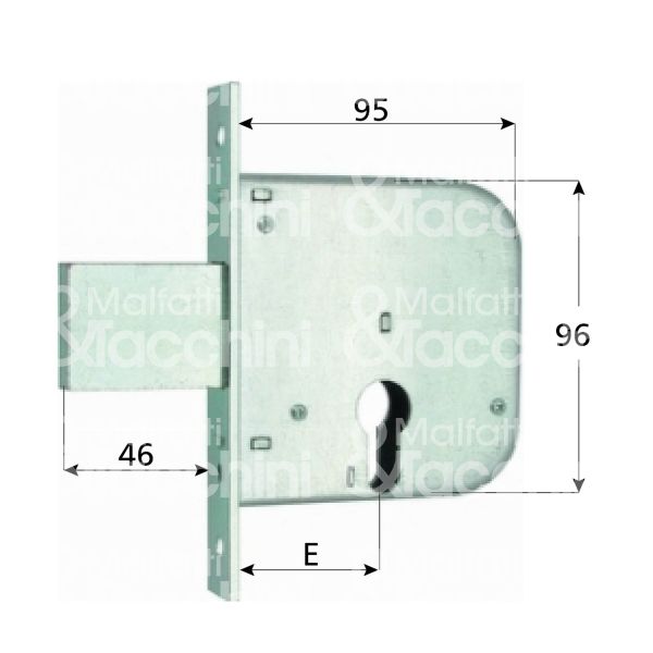 Mg 135500 serratura per cancello impennata solo catenaccio e 50 ambidestra cilindro sagomato 2 mandate