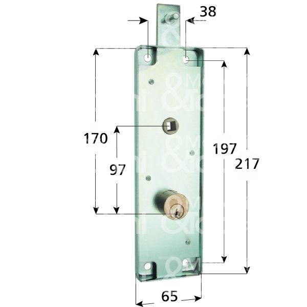 Mg 612170 serratura per basculante a 1 punto di chiusura foro tondo / chiave piatta cifratura kd