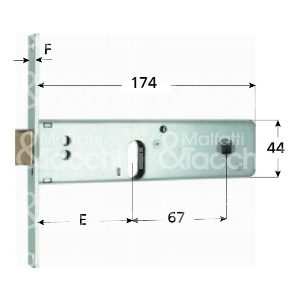 Mg 802802 serratura infilare per fasce 2 mandate cilindro ovale 80 laterale scrocco con mandata