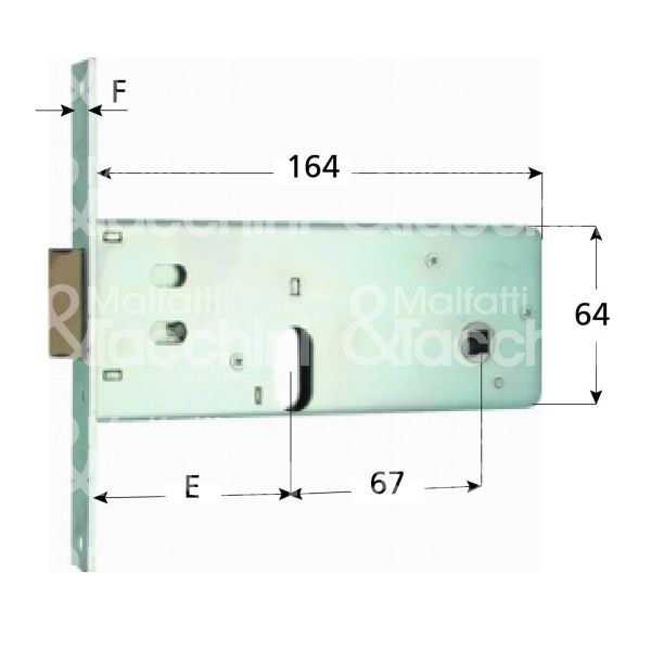Mg 806801 serratura infilare per fasce 2 mandate cilindro ovale 80 laterale scrocco con mandata
