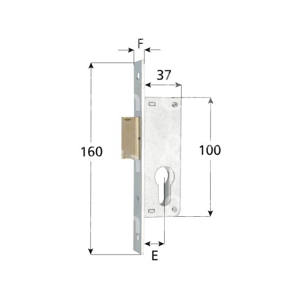 Mg 922220 serratura per montanti laterale solo scrocco e 22 foro sagomato ambidestra 1 mandate