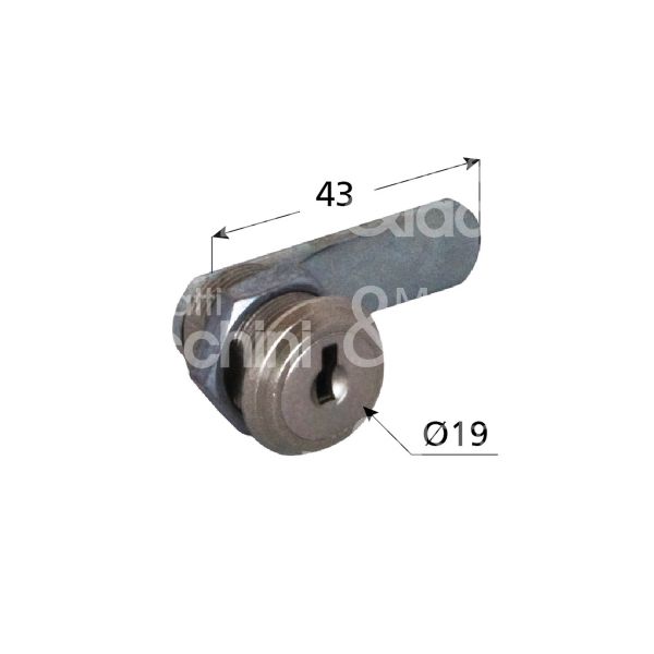 Moia 165580 serratura universale a leva Ø 19 lunghezza mm 20 ambidestra chiave piatta kd rotazione 90° 2 estrazione nichelato