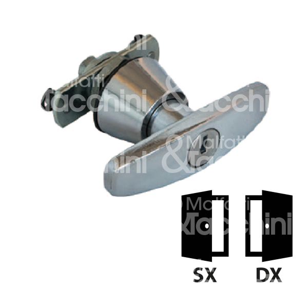 Moia 220050 serratura per anta a leva Ø 21 lunghezza mm 13,5 dx chiave piatta kd rotazione 90° 2 estrazione cromata