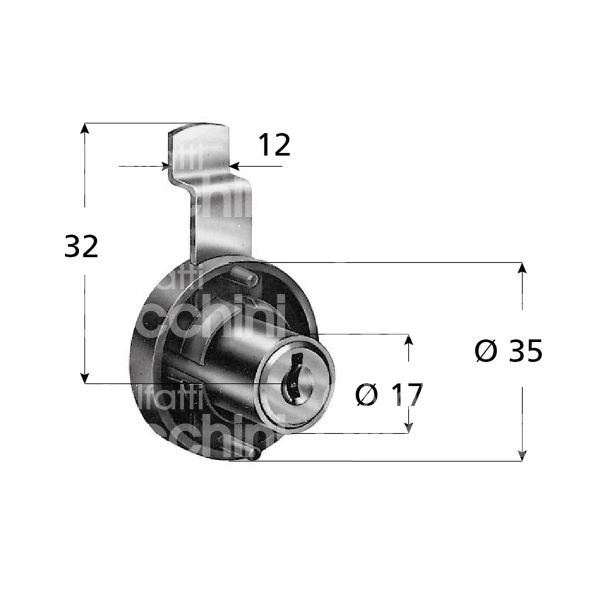 Moia 240051 serratura per cassetto a catenaccio piegato Ø 17 lunghezza mm 20 ambidestra chiave piatta kd rotazione 340° 1 estrazione grigio