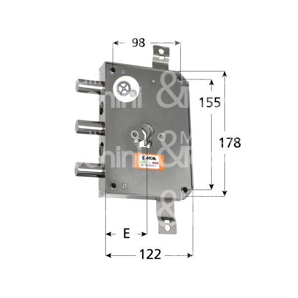 Moia ce663560 serratura blindata a cilindro triplice e 63 ambidestra 3 catenacci int. cat. 56 sporg. 3,5