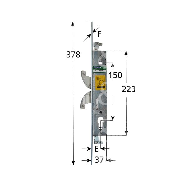 Mottura 4750400z08 serratura infilare a gancio rientrante e 21,5 ambidestra per montanti zincato foro sagomato