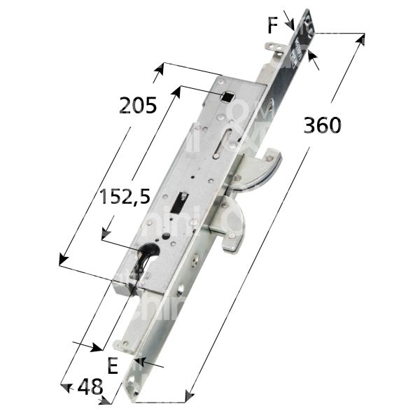Mottura 4750500z08 serratura infilare a gancio rientrante e 30 ambidestra per montanti zincato foro sagomato