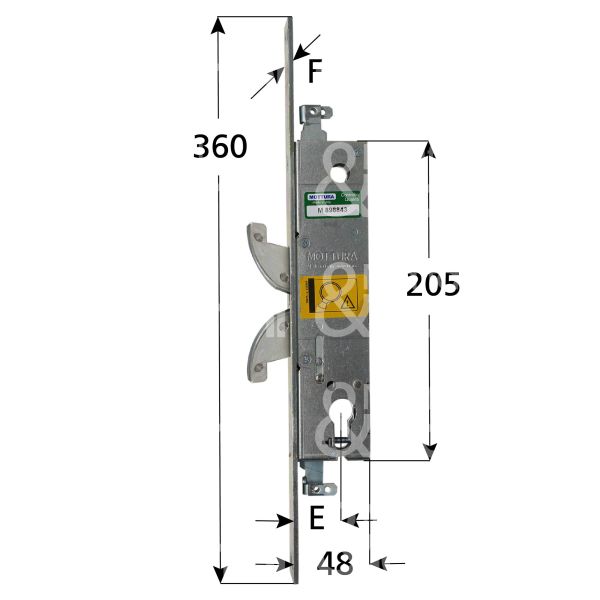 Mottura 4750600z08 serratura infilare a gancio rientrante e 30 ambidestra per montanti zincato foro sagomato