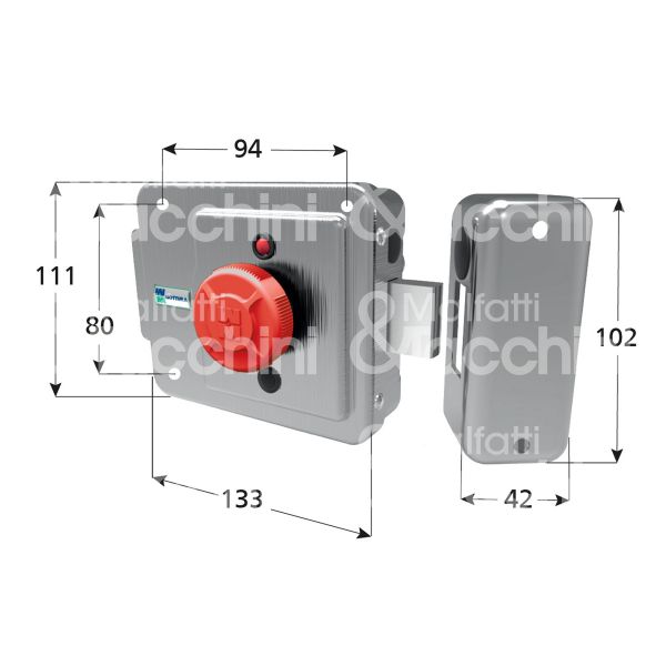 Mottura 49xd2pjcsx xdrin pomolo piÙ cilindro project e 50/60/70 sx cromata chiuso in assenza corrente tensione 12 - 24v ac/dc