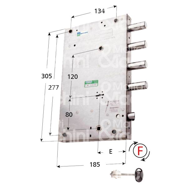 Mottura 64560dmz0 serratura doppia mappa per blindata laterale e 70 ambidestra 4 catenacci piÙ scrocco int. cat. 50 sporg. 3,5