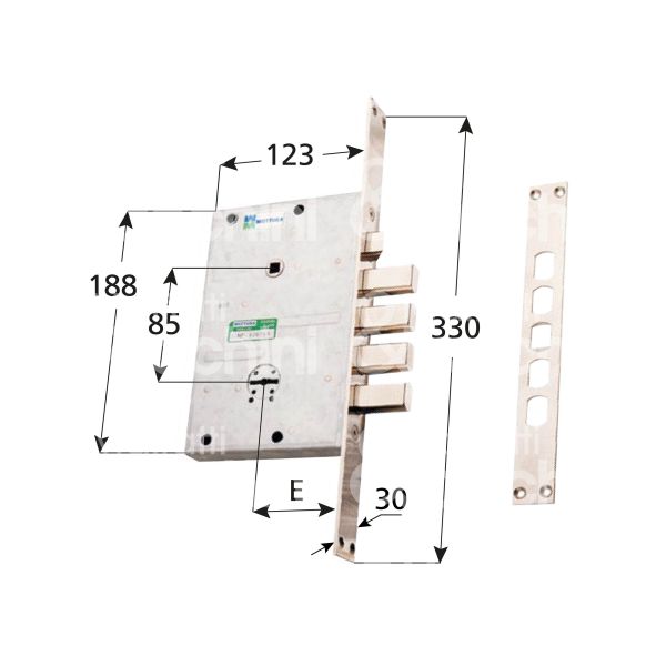 Mottura 72778d serratura blindata doppia mappa ad infilare laterale e 64 dx 4 catenacci int. cat. 28 sporg. 36 con servizio no