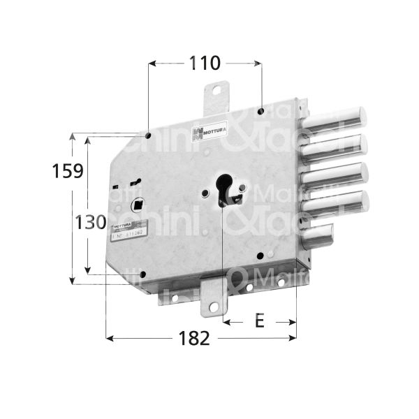 Mottura 85555s000t serratura blindata a cilindro triplice e 63 sx 4 catenacci piÙ scrocco int. cat. 25 sporg. 3,5