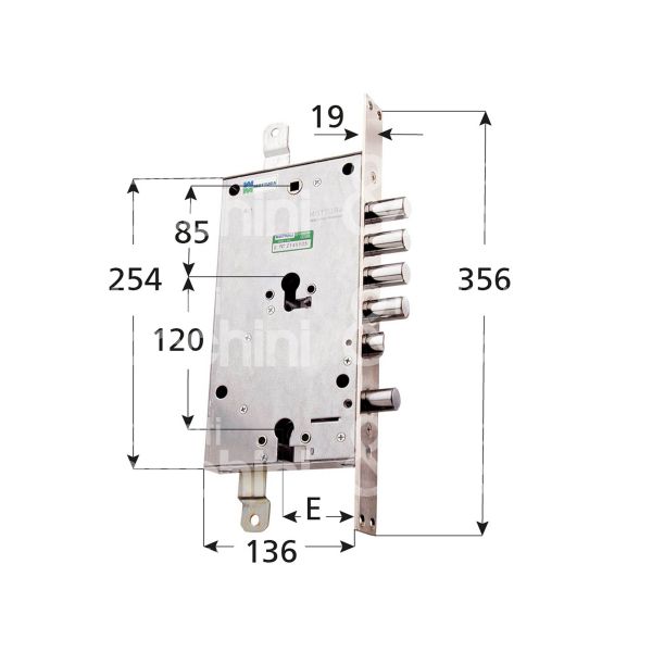 Mottura 85795s28n serratura per blindata a doppio cilindro triplice e 63 sx 4 catenacci piu' scrocco e 1 servizio int. cat. 28