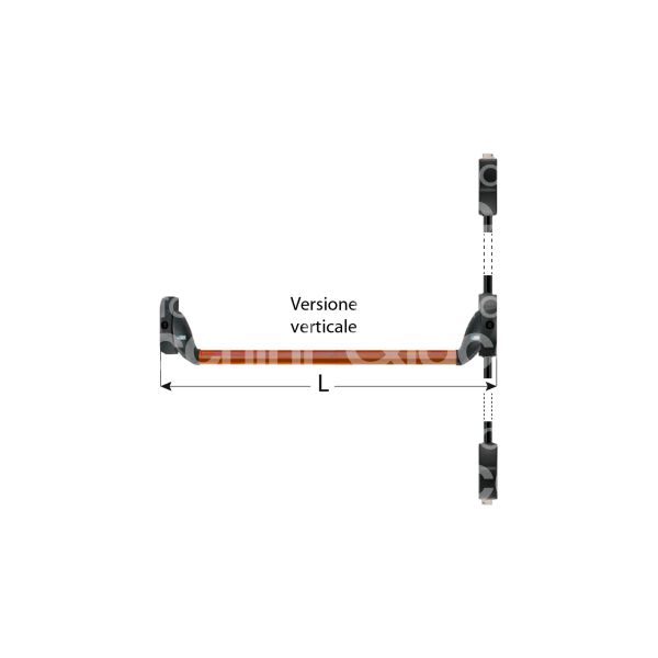 Mottura 86pu522010 maniglione antipanico completo alto basso goway push mm 1320 rosso/nero
