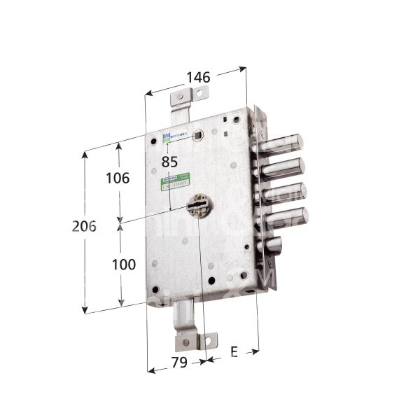 Mottura 89571ders serratura doppia mappa per blindata triplice e 73 sx 4 catenacci piÙ scrocco int. cat. 28 sporg. 3,5