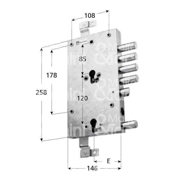 Mottura 8984595s1q serratura per blindata a doppio cilindro dip. serie ad triplice e 73 sx 4 catenacci piÙ scrocco e 1 servizio int. cat. 28 sporg. 3,5