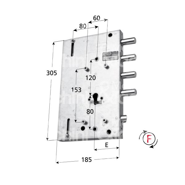 Mottura 898561gs07 serratura blindata a cilindro per gardesa triplice e 70 sx 4 catenacci piÙ scrocco int. cat. 50 sporg. 3,5