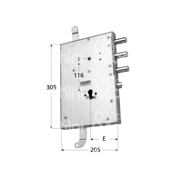 Mottura 898568grls serratura blindata a cilindro per gardesa triplice e 90 sx 3 catenacci piÙ scrocco int. cat. 50 sporg. 3,5