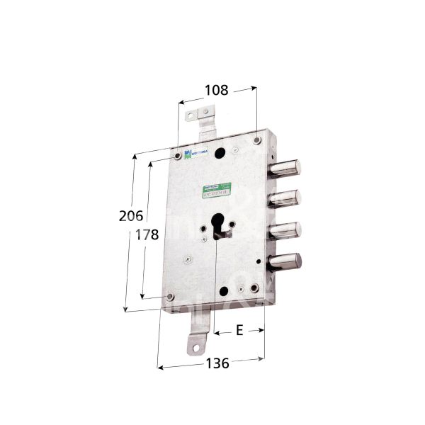 Mottura 898583todq serratura blindata a cilindro per torterolo triplice e 63 dx 4 catenacci int. cat. 37 sporg. 3,5