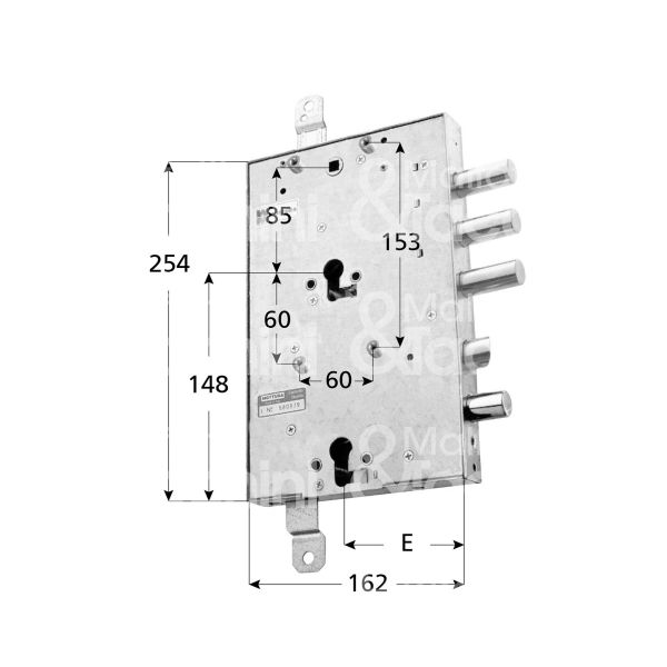 Mottura 898589grs9 serratura per blindata a doppio cilindro indip. per gardesa triplice e 89 sx 3 catenacci piÙ scrocco e 1 servizio int. cat. 37 sporg. 3,5