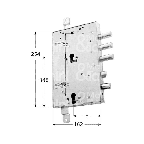 Mottura 898589grdq serratura per blindata a doppio cilindro indip. per gardesa triplice e 89 dx 3 catenacci piÙ scrocco e 1 servizio int. cat. 37 sporg. 3,5